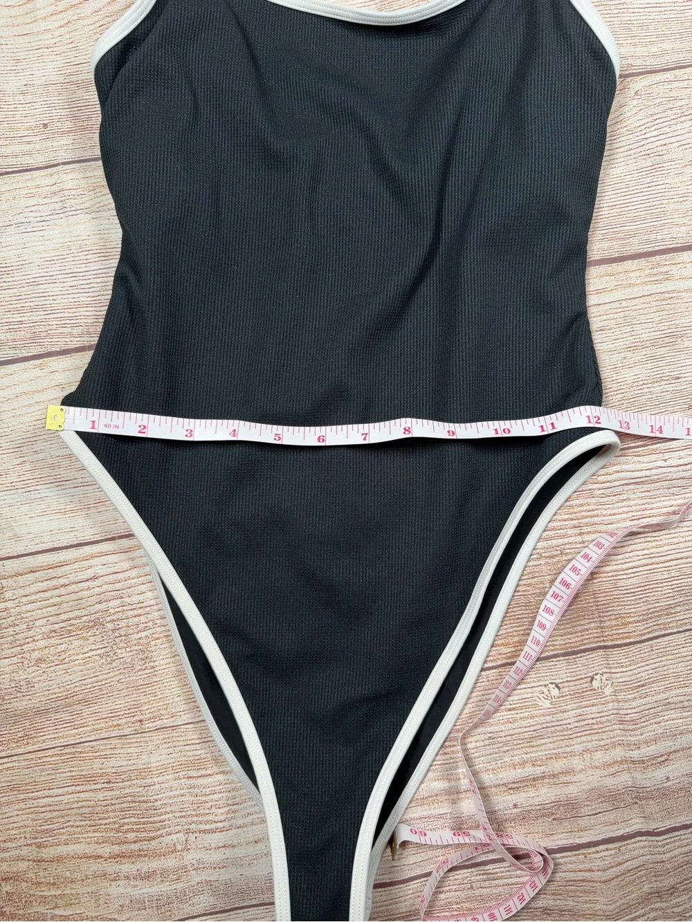 L'Academie Black One-Piece Swimsuit with White Trim